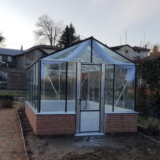 Serre de jardin classique indépendante sur muret - Structure aluminium - Euro Maxi Mur Alu (Vue 0)