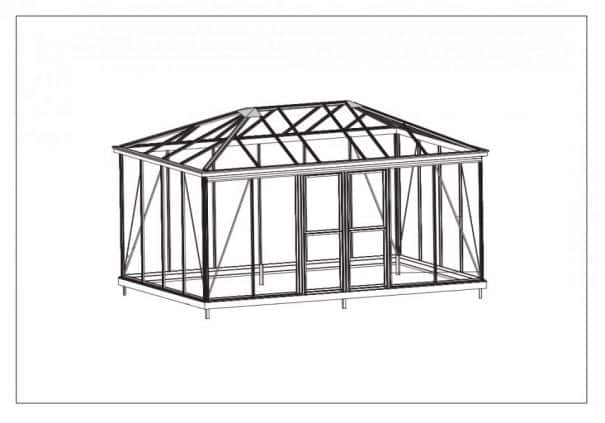 Jardin d'hiver quatre pentes - Structure aluminium - Euro Pyra Stretched Alu (Vue 2)