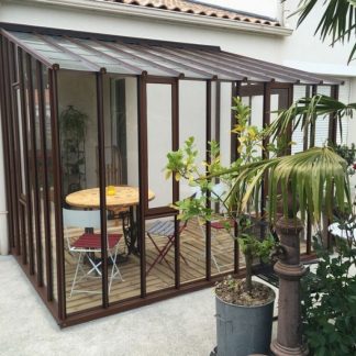 Vente-Unique - Serre de Jardin adossée en polycarbonate de 3,7 m² avec  embase - Vert - CALICE II - Serres en verre - Rue du Commerce