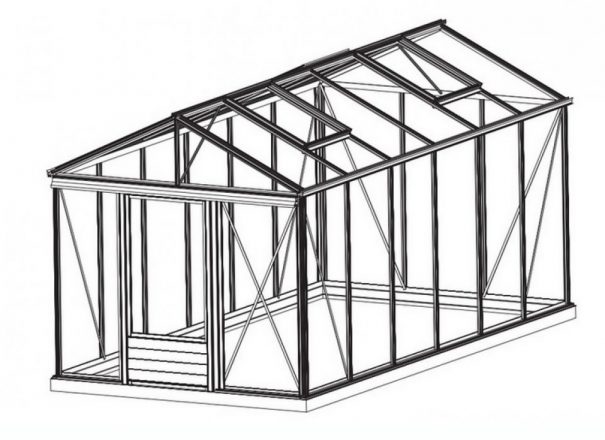 Serre de jardin classique autonome soubassement - Structure aluminium - Euro Maxi Retro Alu (Vue 4)