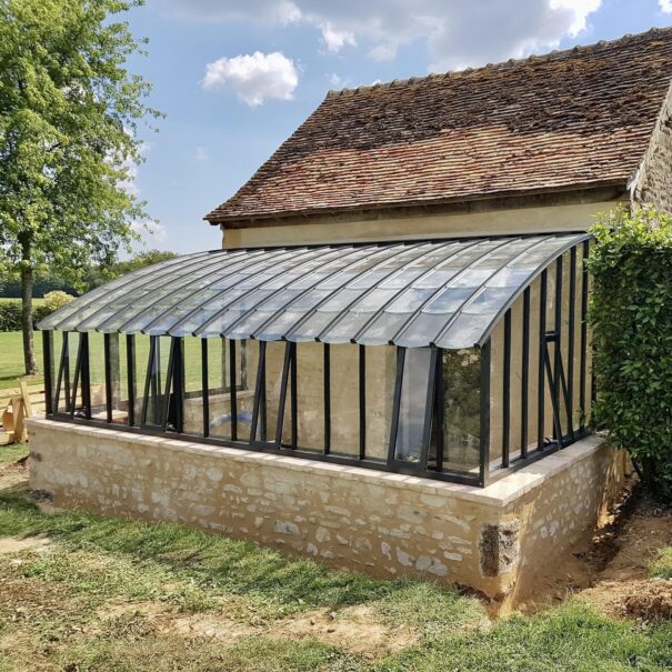 Serre à l'ancienne monopente sur muret - Verre / Aluminium - Éléonore sur Muret (Vue 12)