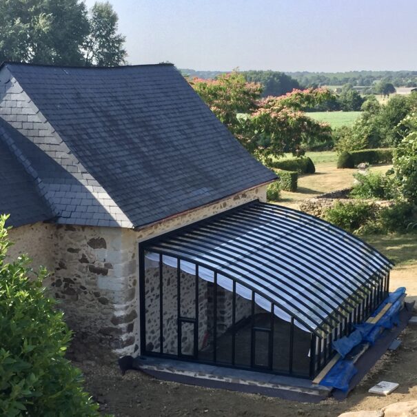 Serre à l'ancienne monopente sur muret - Verre / Aluminium - Éléonore sur Muret (Vue 3)