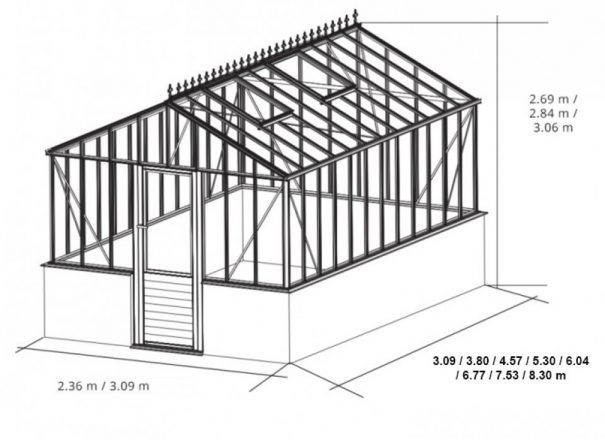 Serre de jardin classique autonome sur muret - Structure aluminium - Euro Gothic Alu (Vue 5)