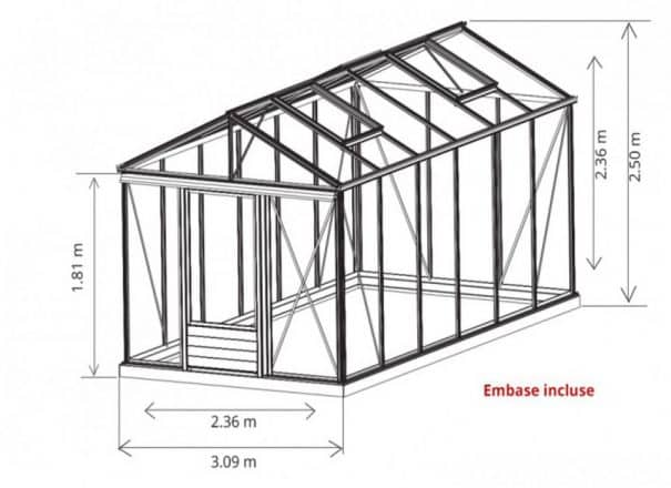 Serre de culture autonome - Serre en Aluminium - Serre Access EN STOCK - 7.3m² (Vue 2)