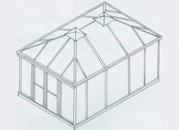 Jardin d'hiver quatre pentes - Structure aluminium - Euro Pyra Stretched Alu (Vue 1)