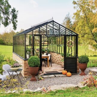 Verrière anglaise double pente sur muret - Structure aluminium - Euro Gothic Victorian (Vue 0)