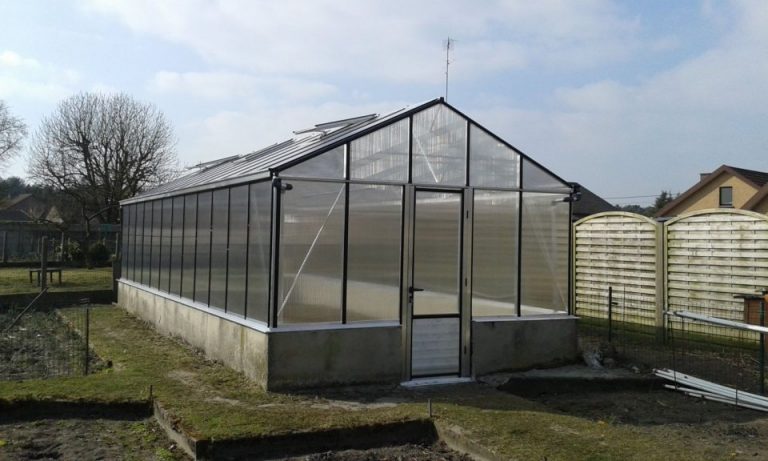 Serre de culture grande surface sur muret - Euro Plus Mur Alu (Vue 0)