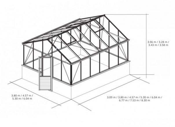 Serre de culture grande surface sur muret - Structure aluminium - Euro Plus Mur Alu (Vue 2)