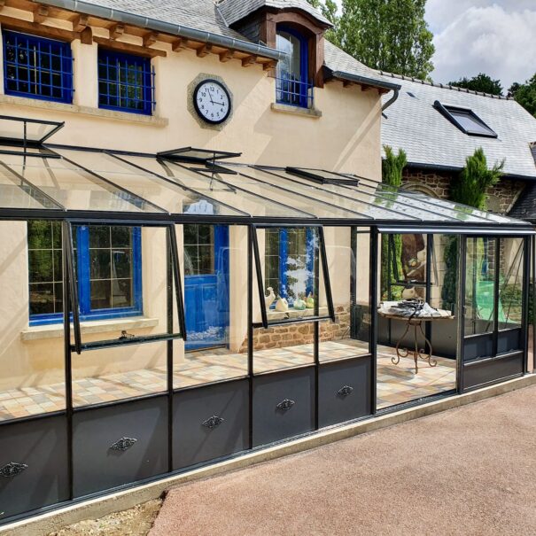 Serre de culture anglaise monopente soubassement - Structure aluminium - Euro Murale Retro Victorian (Vue 0)