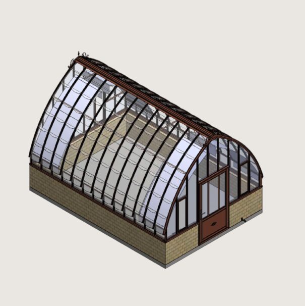 Serre de jardin en verre à l'ancienne style fer forgé sur muret - Structure aluminium - Eugénie sur Muret (Vue 13)