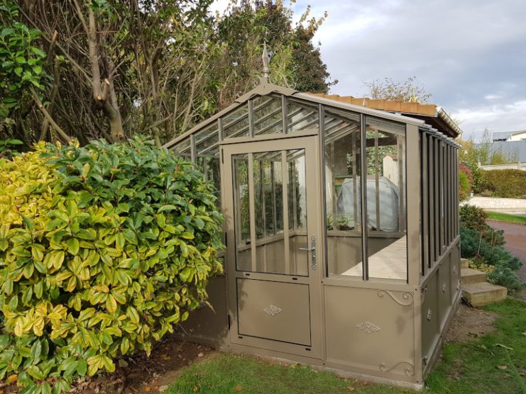 Serre d'antan soubassement double pente - Structure aluminium - Joséphine Soubassement (Vue 2)