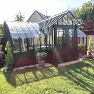 Serre à l'ancienne en T avec soubassement - Verre / Aluminium - Blanche Soubassement (Vue 0)