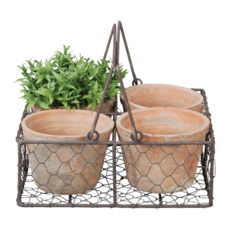 4 pots dans panier métal/anses (Vue 0)