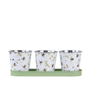 3 pots sur plateau avec motif abeille (Vue 0)