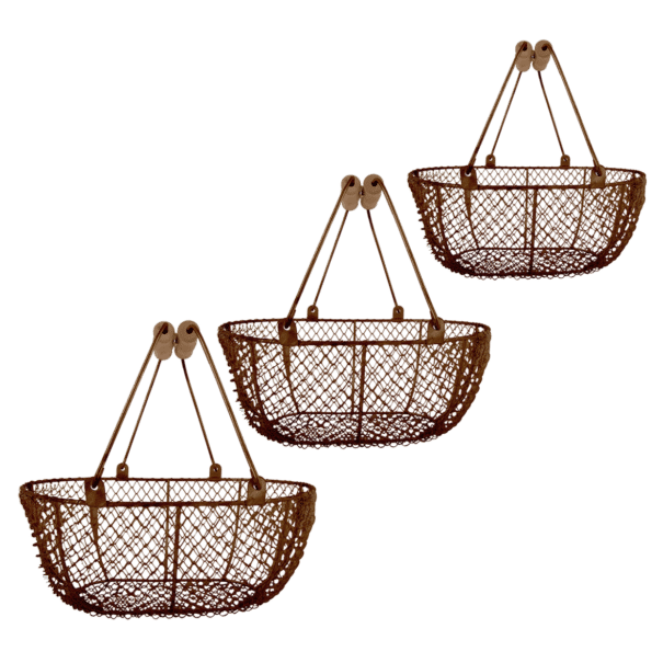 3 Paniers fil de fer brun antique (Vue 0)