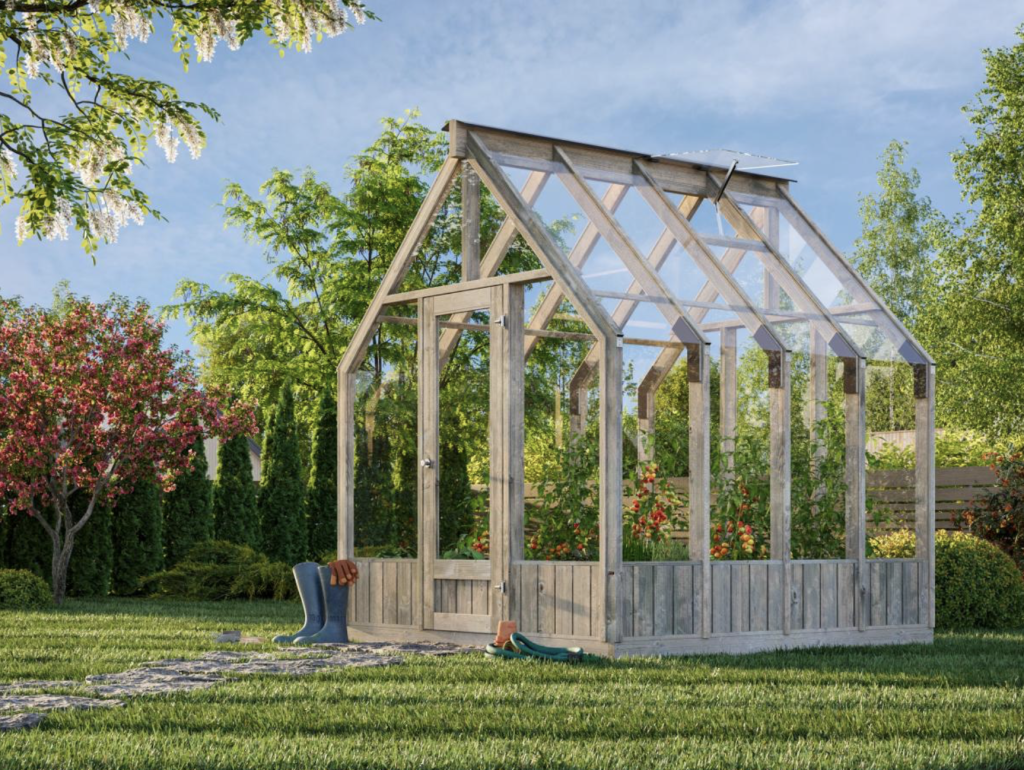 Serre de culture double pente - Structure bois - Serre EMILIA 5.4m² - PALMAKO (Vue 0)