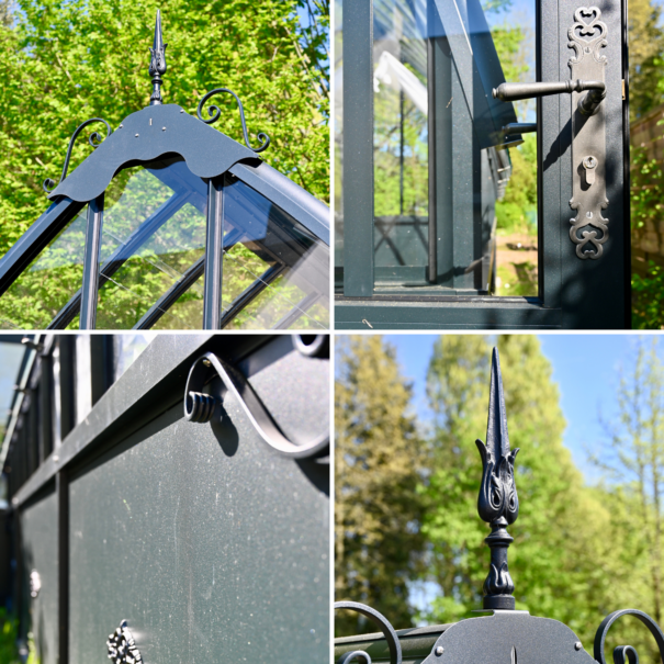 Serre de jardin en verre à l'ancienne style fer forgé sur muret - Structure aluminium - Eugénie sur Muret (Vue 7)