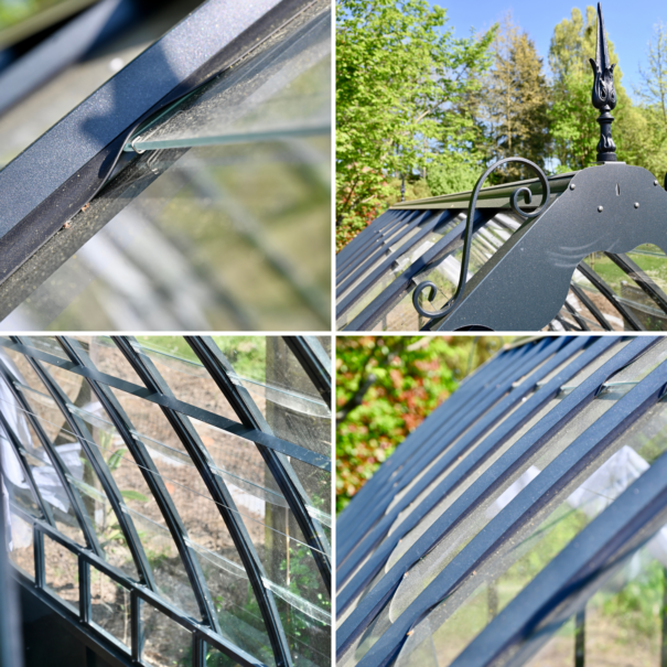 Serre de jardin en verre à l'ancienne style fer forgé sur muret - Structure aluminium - Eugénie sur Muret (Vue 8)