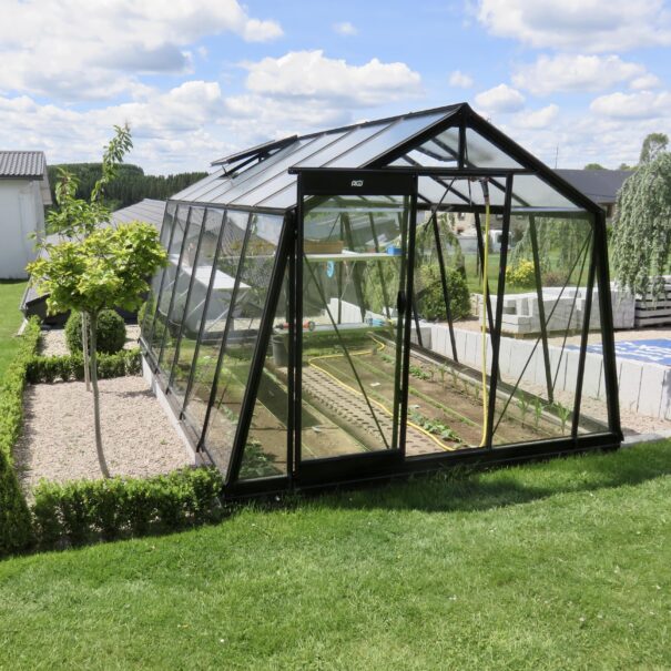 Serre de culture en verre - Double pente - Structure aluminium - ACD Parois obliques (Vue 6)